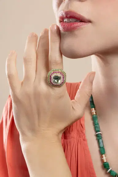 EDINA KISS Mint Tourmaline Sapphire Cushion Gemstone Ring | Thumbnail 5 EDINA KISS Mint Tourmaline Sapphire Cushion Gemstone Ring | Thumbnail 5