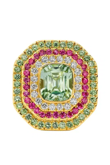 EDINA KISS Mint Tourmaline Sapphire Cushion Gemstone Ring | Thumbnail 1 EDINA KISS Mint Tourmaline Sapphire Cushion Gemstone Ring | Thumbnail 1