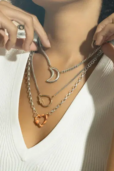Marla Aaron Mixed Metal Biker Chain Necklace - Silver - 14in | Thumbnail 2