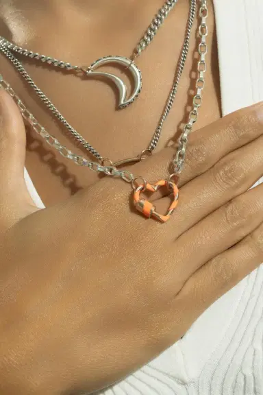 Marla Aaron Mixed Metal Biker Chain Necklace - Silver - 14in | Thumbnail 3