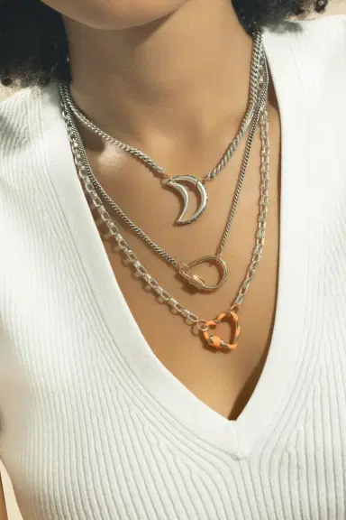 Marla Aaron Mixed Metal Biker Chain Necklace - Silver - 14in | Thumbnail 4