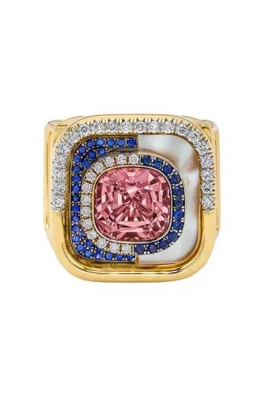 EDINA KISS Pink Tourmaline Pearl Mid Century Ring | Thumbnail 1 EDINA KISS Pink Tourmaline Pearl Mid Century Ring | Thumbnail 1