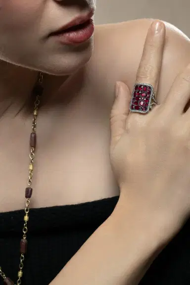 Sylva & Cie Ruby Diamond Ten Table Short Ring | Thumbnail 2