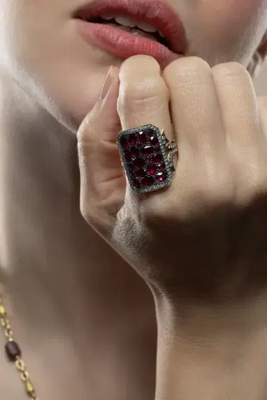 Sylva & Cie Ruby Diamond Ten Table Short Ring | Thumbnail 3