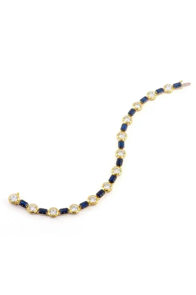 Sapphire Diamond Round Baguette Bracelet