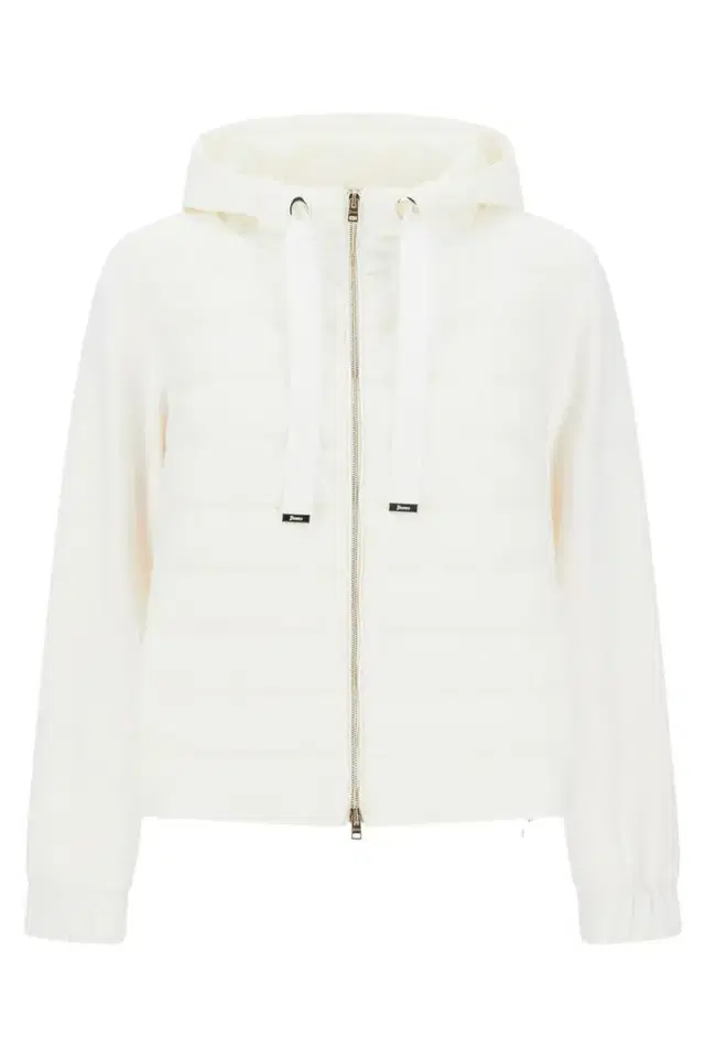 HERNO Tie Neck Quilted Hoodie