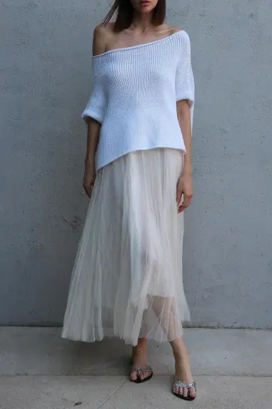 LOUIZA BABOURYAN Tier Layered Skirt - White | Thumbnail 2