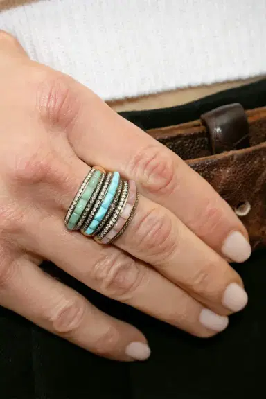 Jenna Blake Turquoise Diamond Mini Pyramid Ring | Thumbnail 2