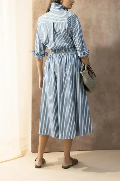 Brunello Cucinelli Wide Stripe Skirt Overlay Shirt Dress | Thumbnail 4