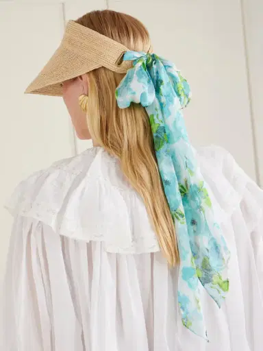 Chloé Printed Silk-trimmed Woven Raffia Sunhat | Thumbnail 5
