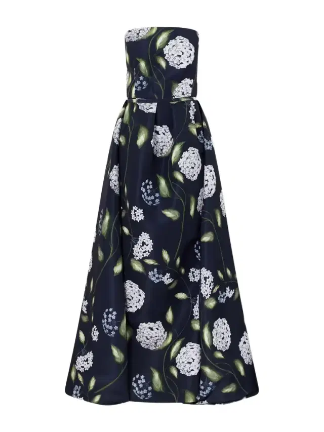 Oscar de la Renta Floral-print Twill Gown