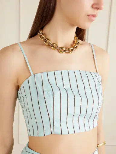 Staud Federico Cropped Striped Cotton-blend Top | Thumbnail 4