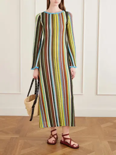Staud Lorena Open-back Striped Knitted Maxi Dress | Thumbnail 2 Staud Lorena Open-back Striped Knitted Maxi Dress | Thumbnail 2