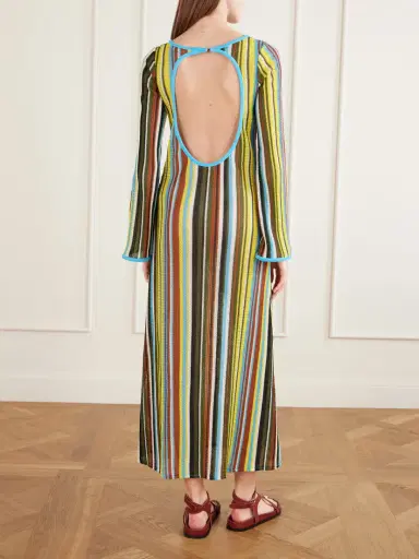Staud Lorena Open-back Striped Knitted Maxi Dress | Thumbnail 3 Staud Lorena Open-back Striped Knitted Maxi Dress | Thumbnail 3