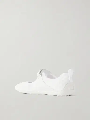 Roger Vivier Viv Low Buckled Leather And Rubber-trimmed Twill Ballet Flats | Thumbnail 3
