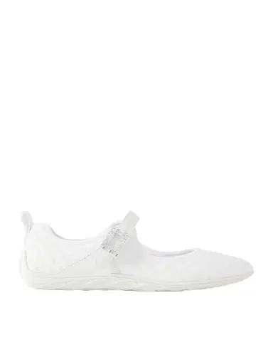 Roger Vivier Viv Low Buckled Leather And Rubber-trimmed Twill Ballet Flats | Thumbnail 1