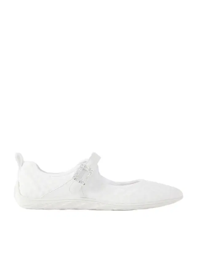 Roger Vivier Viv Low Buckled Leather And Rubber-trimmed Twill Ballet Flats