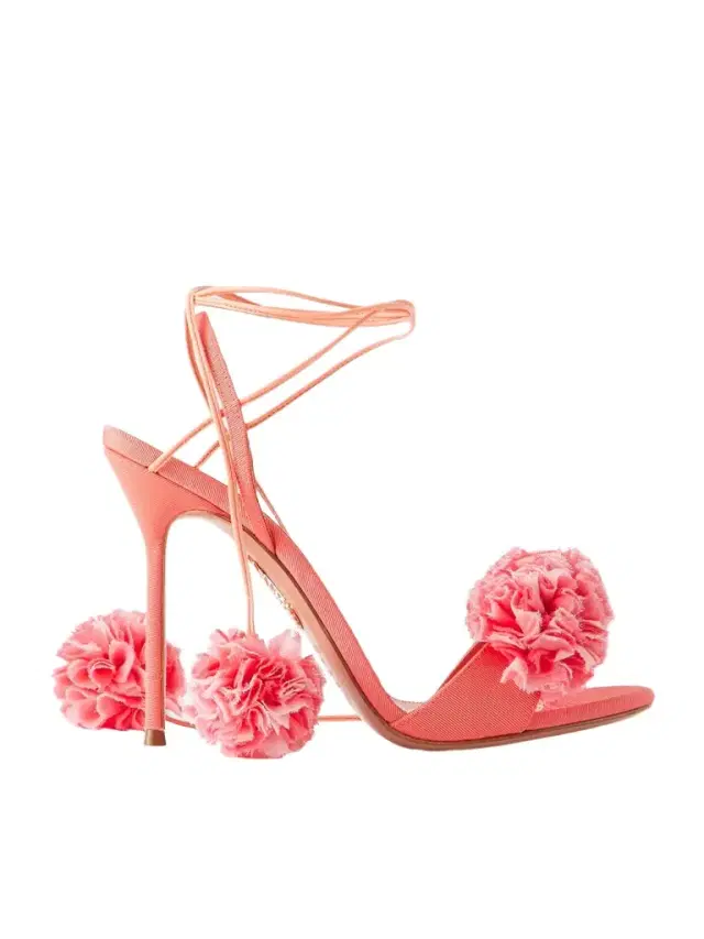 Cherry Kiss 105 Ruffled Chiffon And Leather-trimmed Grosgrain Sandals