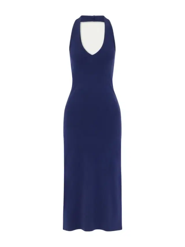 Stevie Cotton-jersey Halterneck Midi Dress