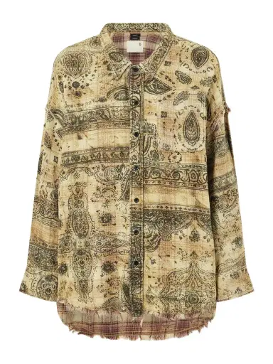 R13 Frayed Printed Cotton Shirt | Thumbnail 1 R13 Frayed Printed Cotton Shirt | Thumbnail 1