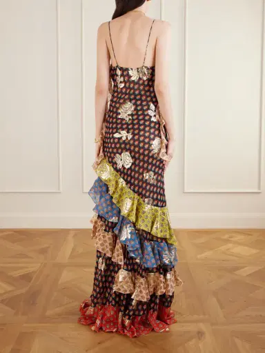 Etro Ruffled Tiered Printed Metallic Fil-coupé Silk-chiffon Maxi Dress | Thumbnail 4 Etro Ruffled Tiered Printed Metallic Fil-coupé Silk-chiffon Maxi Dress | Thumbnail 4