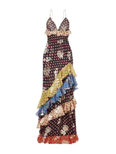 Etro Ruffled Tiered Printed Metallic Fil-coupé Silk-chiffon Maxi Dress | Thumbnail 1 Etro Ruffled Tiered Printed Metallic Fil-coupé Silk-chiffon Maxi Dress | Thumbnail 1