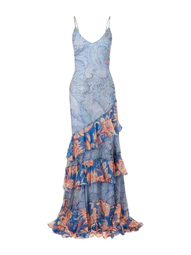 Ruffles Tiered Paisley And Floral-print Silk-chiffon Maxi Dress