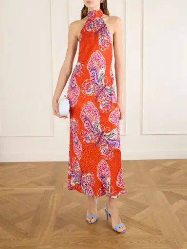 Rixo Maura Printed Satin Midi Dress | Thumbnail 2 Rixo Maura Printed Satin Midi Dress | Thumbnail 2