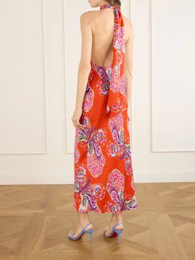 Rixo Maura Printed Satin Midi Dress | Thumbnail 3 Rixo Maura Printed Satin Midi Dress | Thumbnail 3