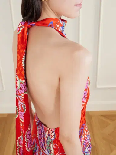 Rixo Maura Printed Satin Midi Dress | Thumbnail 4 Rixo Maura Printed Satin Midi Dress | Thumbnail 4