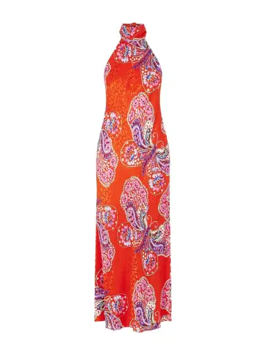 Rixo Maura Printed Satin Midi Dress | Thumbnail 1 Rixo Maura Printed Satin Midi Dress | Thumbnail 1