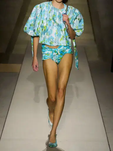 Chloé Cropped Smocked Floral-print Silk-jacquard Blouse | Thumbnail 4