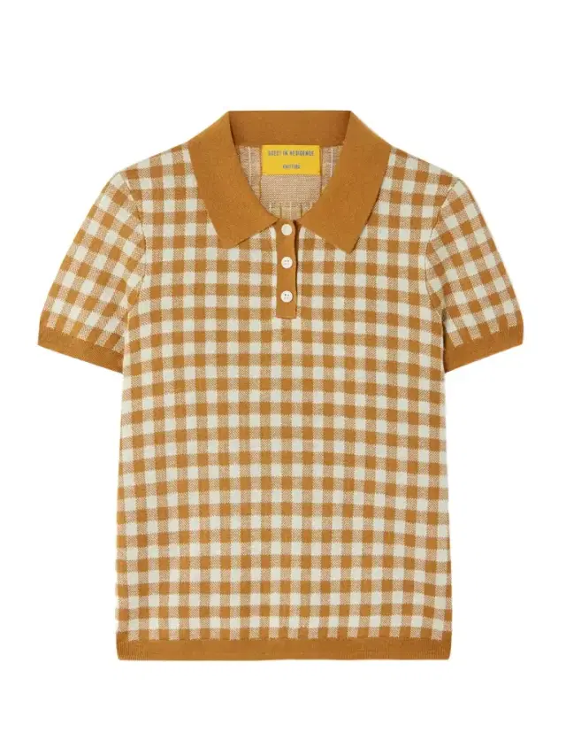 Cropped Gingham Silk And Linen-blend Jacquard Polo Shirt