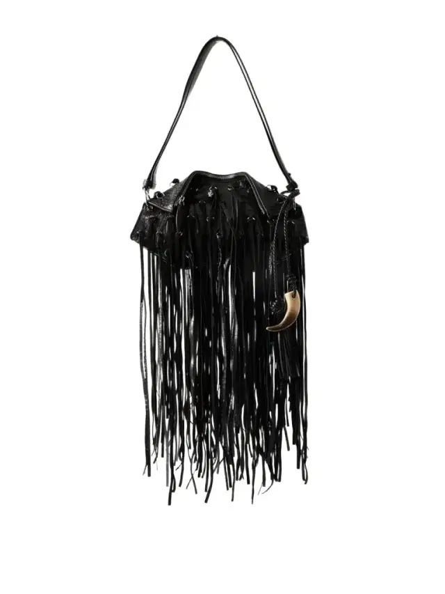 Manta Tasseled Croc-effect Leather Shoulder Bag
