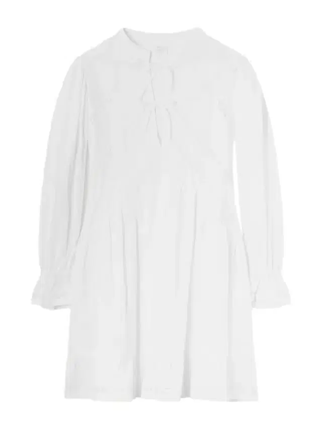 Recanati Ruffled Pleated Lace-trimmed Cotton Mini Dress