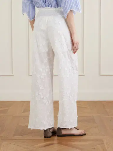 Loretta Caponi Speranza Embroidered Fil-coupé Cotton Straight-leg Pants | Thumbnail 4
