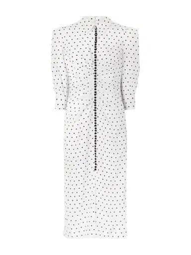 Carolina Herrera Ruched Polka-dot Silk Crepe De Chine Midi Dress | Thumbnail 1