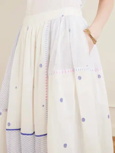 Eka Gathered Striped Cotton-jamdani Midi Skirt | Thumbnail 5 Eka Gathered Striped Cotton-jamdani Midi Skirt | Thumbnail 5