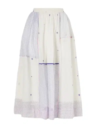 Eka Gathered Striped Cotton-jamdani Midi Skirt | Thumbnail 1 Eka Gathered Striped Cotton-jamdani Midi Skirt | Thumbnail 1