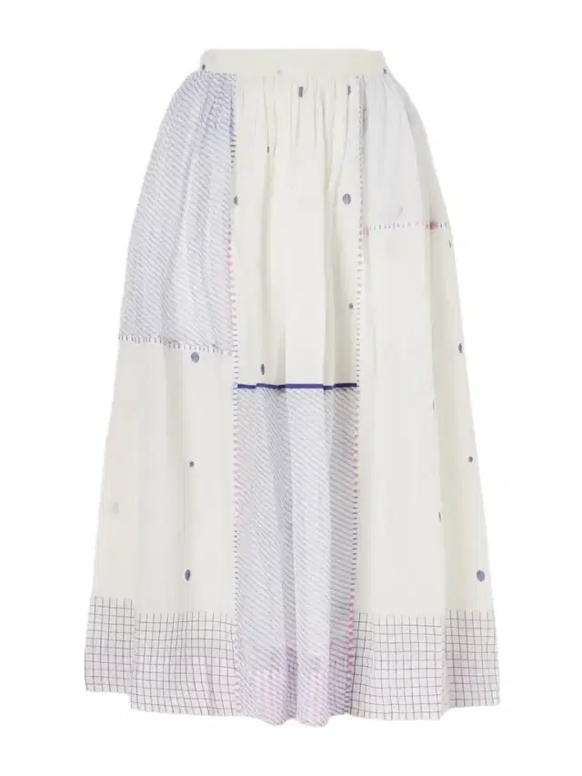 Eka Gathered Striped Cotton-jamdani Midi Skirt