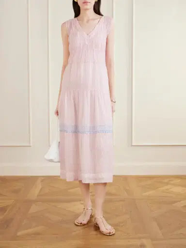 Eka Ember Tie-detailed Striped Cotton Silk Dress | Thumbnail 2 Eka Ember Tie-detailed Striped Cotton Silk Dress | Thumbnail 2