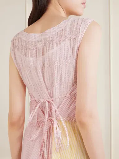 Eka Ember Tie-detailed Striped Cotton Silk Dress | Thumbnail 4 Eka Ember Tie-detailed Striped Cotton Silk Dress | Thumbnail 4