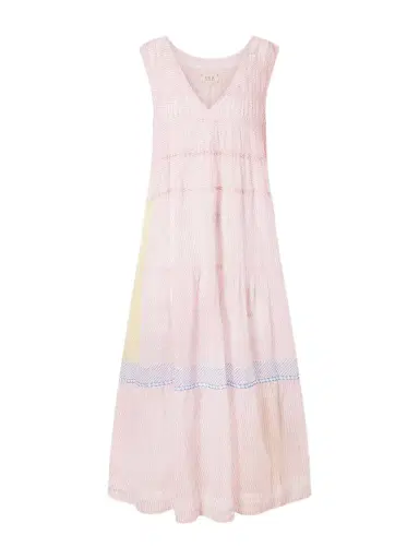 Eka Ember Tie-detailed Striped Cotton Silk Dress | Thumbnail 1 Eka Ember Tie-detailed Striped Cotton Silk Dress | Thumbnail 1