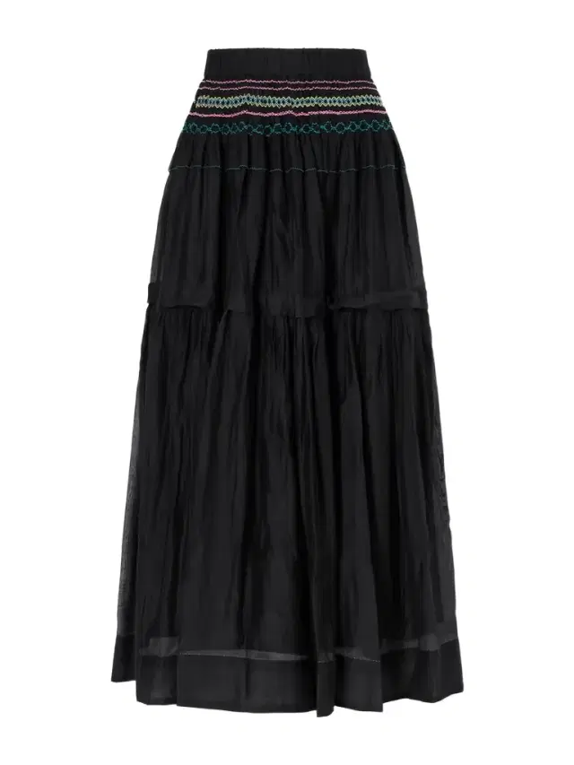 Eka Munro Gathered Tiered Smocked Cotton And Silk-blend Voile Midi Skirt