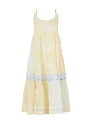 Eka Ikumi Tiered Printed Cotton- Kota Midi Dress | Thumbnail 1 Eka Ikumi Tiered Printed Cotton- Kota Midi Dress | Thumbnail 1
