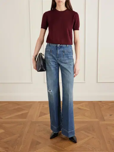 Victoria Beckham Alina Distressed High-rise Wide-leg Jeans | Thumbnail 2 Victoria Beckham Alina Distressed High-rise Wide-leg Jeans | Thumbnail 2