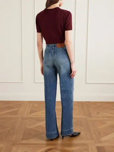 Victoria Beckham Alina Distressed High-rise Wide-leg Jeans | Thumbnail 3 Victoria Beckham Alina Distressed High-rise Wide-leg Jeans | Thumbnail 3