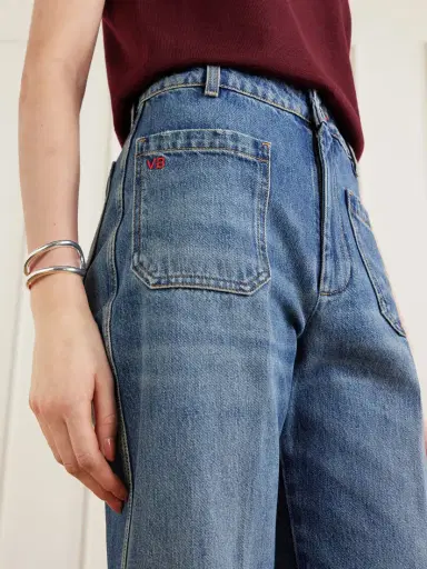 Victoria Beckham Alina Distressed High-rise Wide-leg Jeans | Thumbnail 4 Victoria Beckham Alina Distressed High-rise Wide-leg Jeans | Thumbnail 4