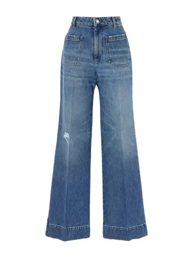 Victoria Beckham Alina Distressed High-rise Wide-leg Jeans | Thumbnail 1 Victoria Beckham Alina Distressed High-rise Wide-leg Jeans | Thumbnail 1