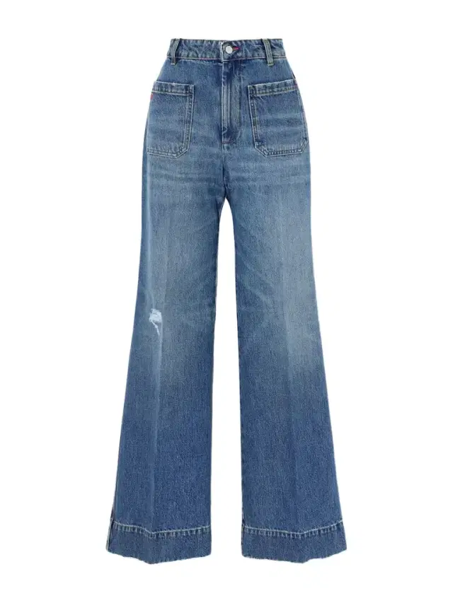 Alina Distressed High-rise Wide-leg Jeans